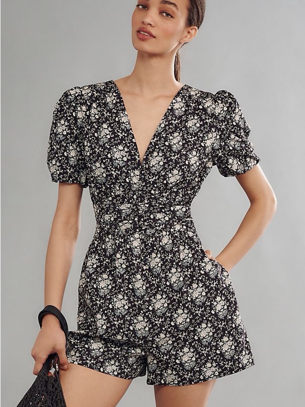 NWT Anthro Katerina Button Front Romper, cotton, floral, feminine, cottagecore